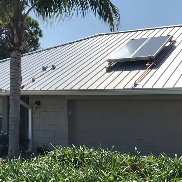 Solar collector on Fort Myers metal roof