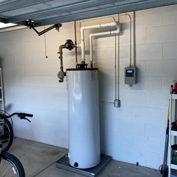 Solar storage tank and tempering valve plumbing