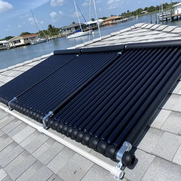 Stainless strapped solar panels, Punta Gorda canal